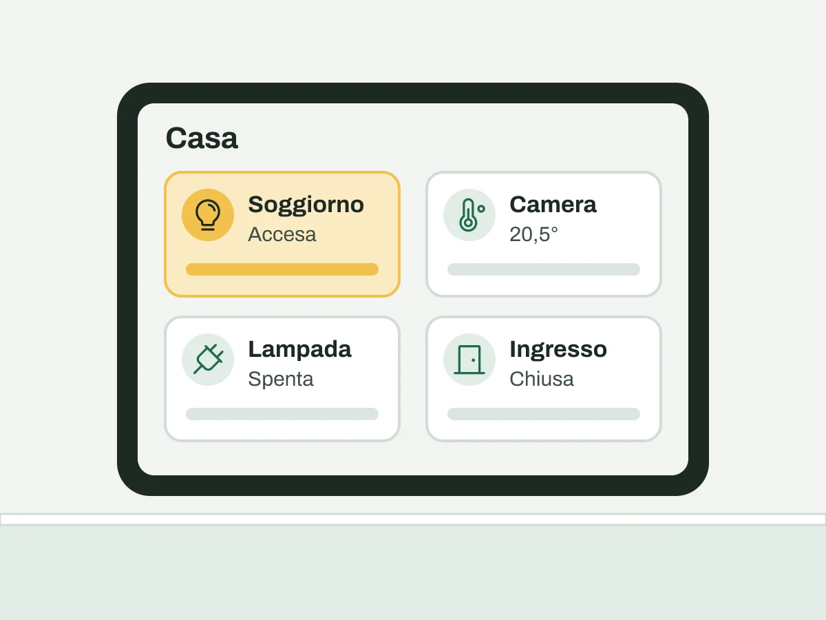 Un tablet con una plancia semplice di Home Assistant