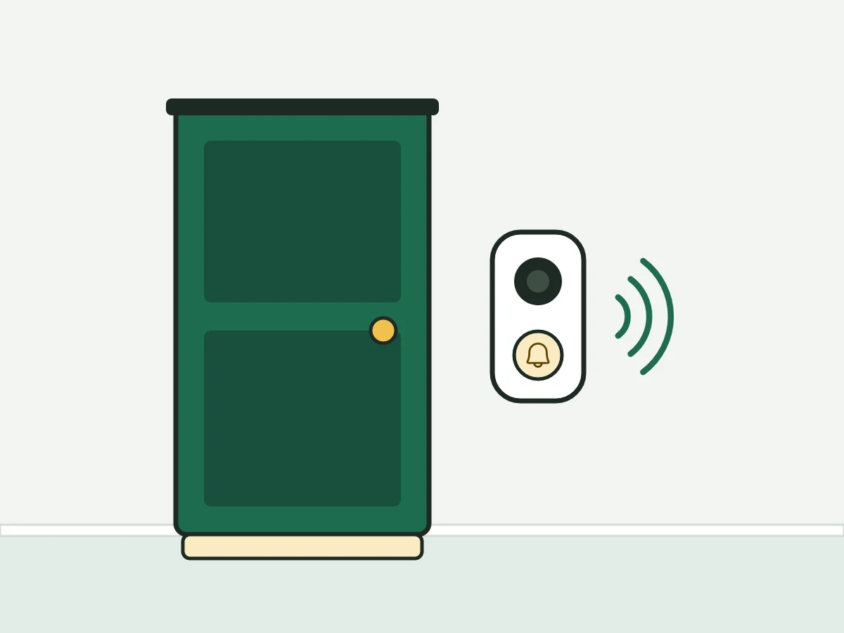 Una porta di ingresso con un videocitofono accanto